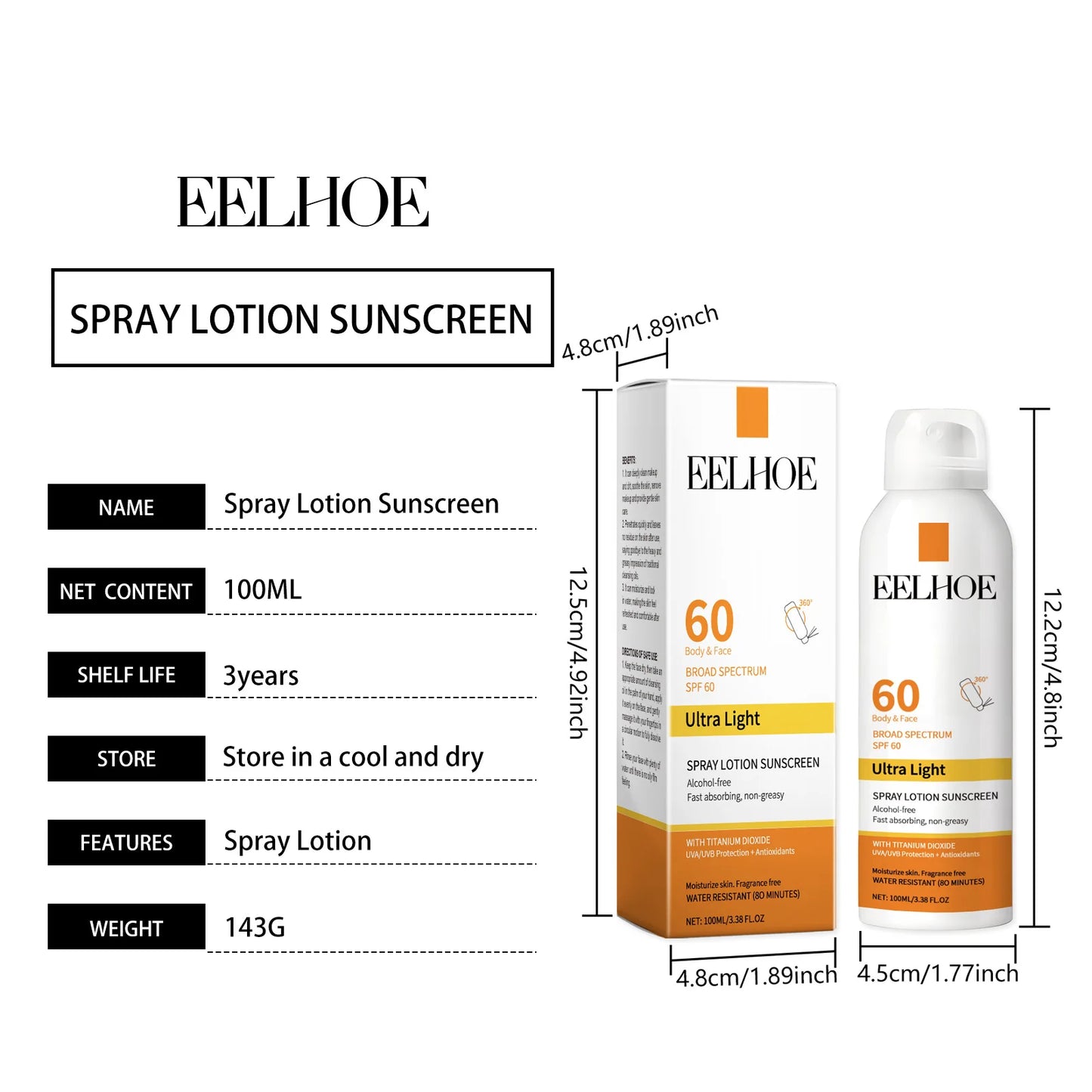 Waterproof Sunscreen Spray Spf50
