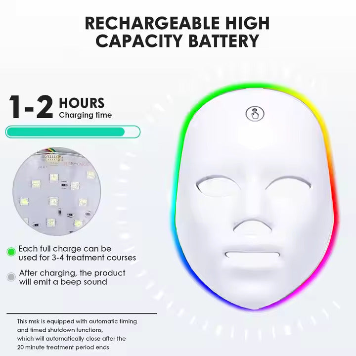 Wireless 7 Colors LED Facial Neck Mask