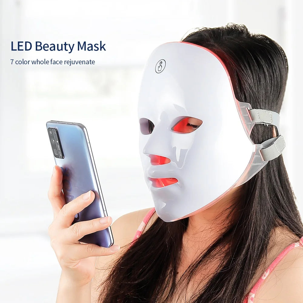 Wireless 7 Colors LED Facial Neck Mask